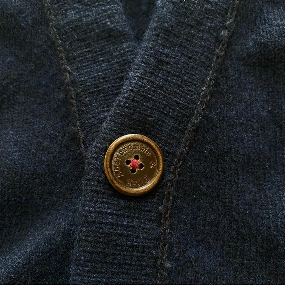 A&F Women’s M Navy Blue Grandpa Cardigan Knit Sweater Wool Cashmere Warm Winter - Picture 9 of 16